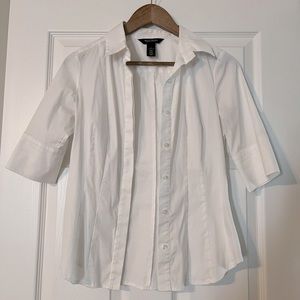 Womens white button down shirt